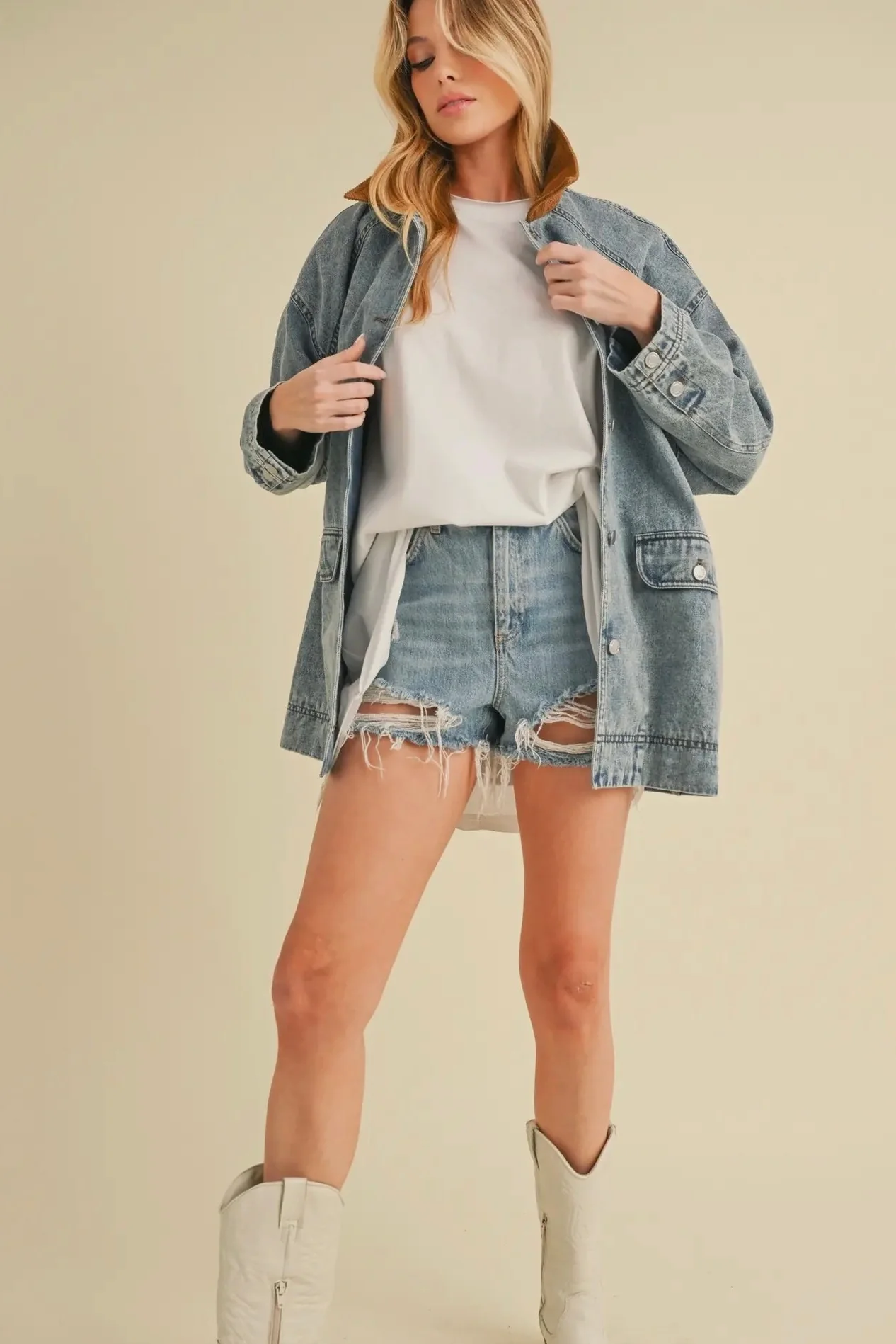 Corduroy Collared Jean Jacket - Image 14