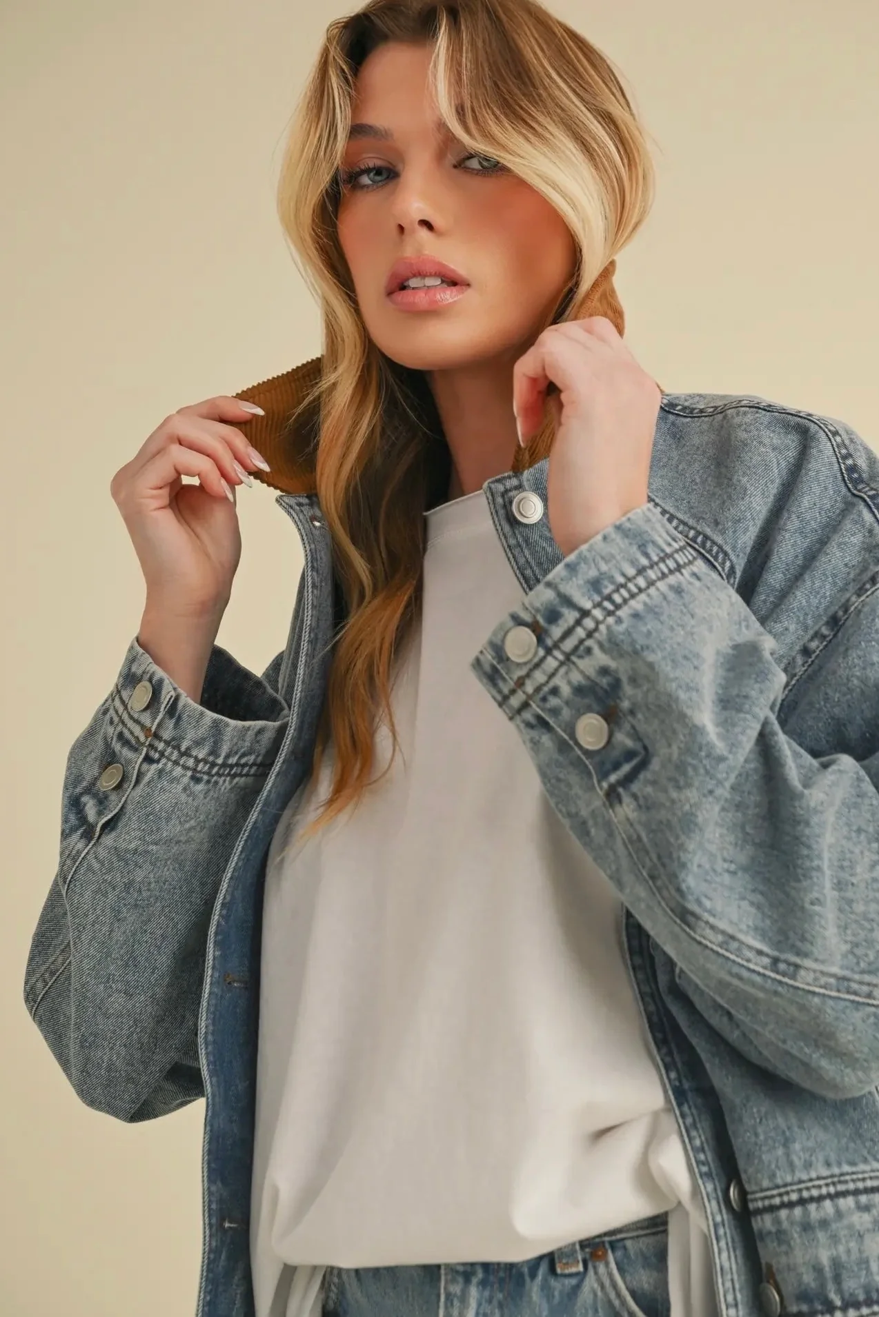 Corduroy Collared Jean Jacket - Image 16