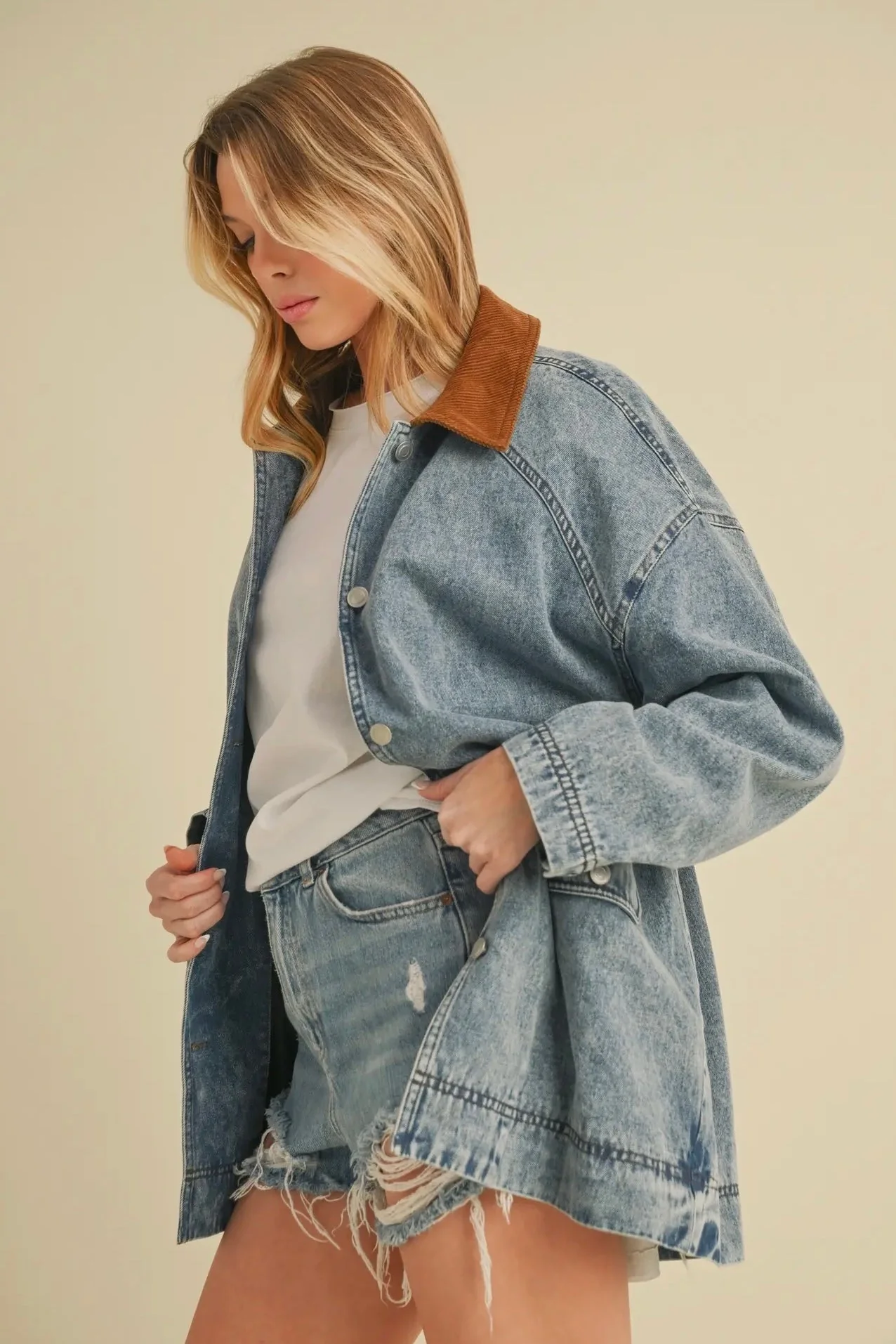 Corduroy Collared Jean Jacket - Image 17