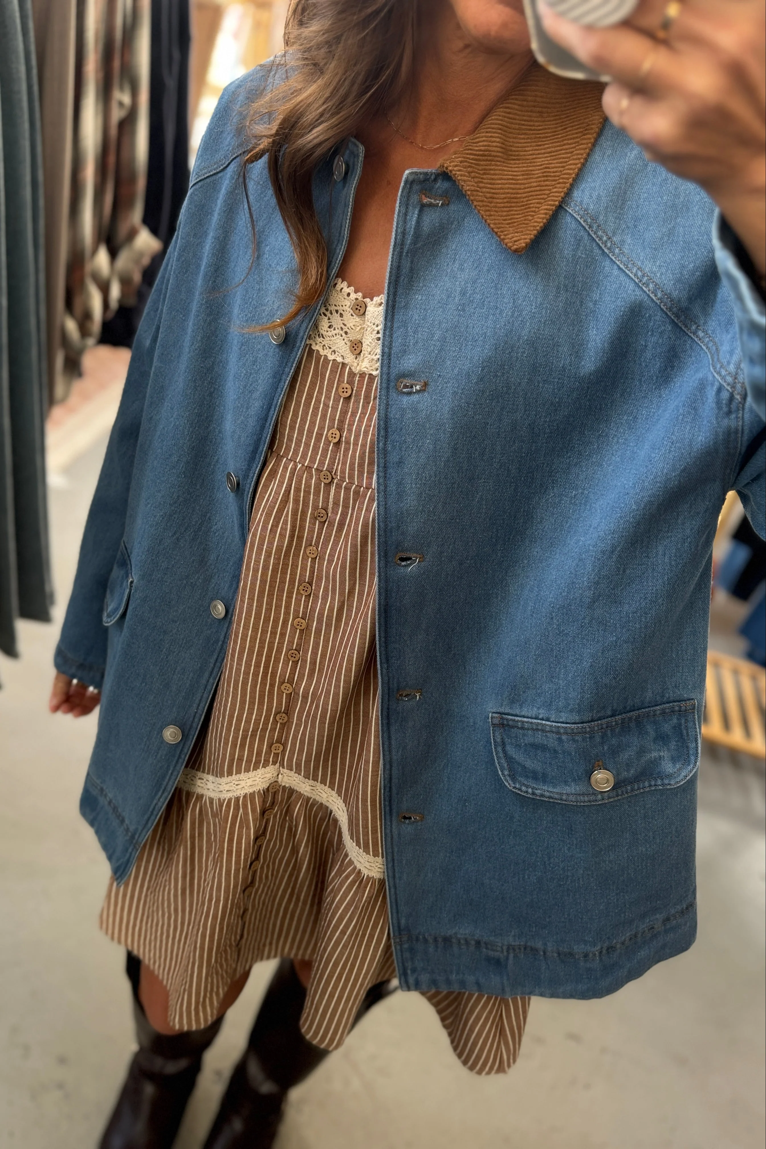 Corduroy Collared Jean Jacket - Image 5