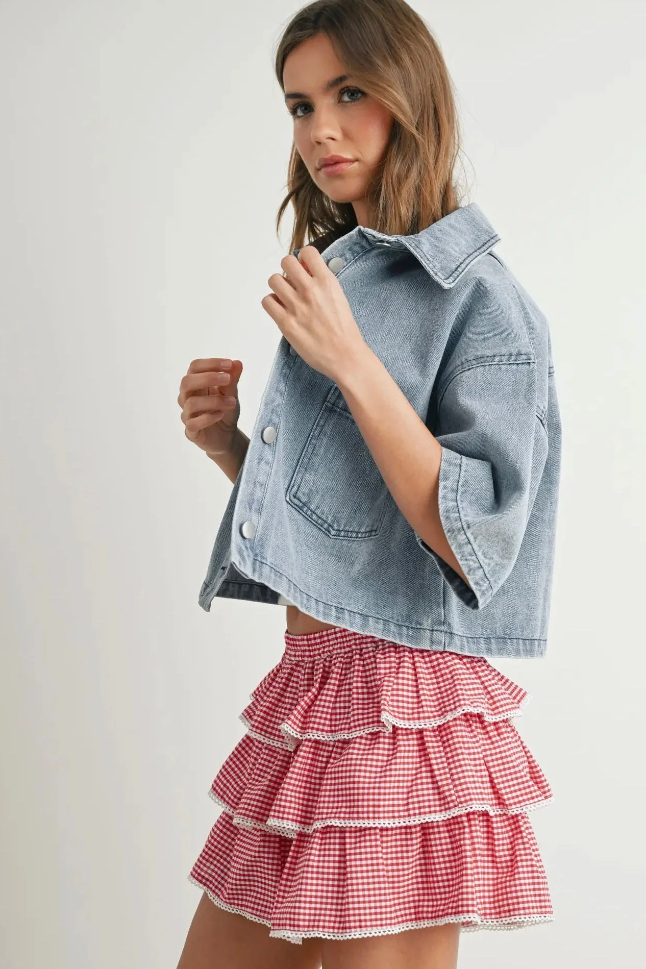 Cropped Denim Shirt - Image 5