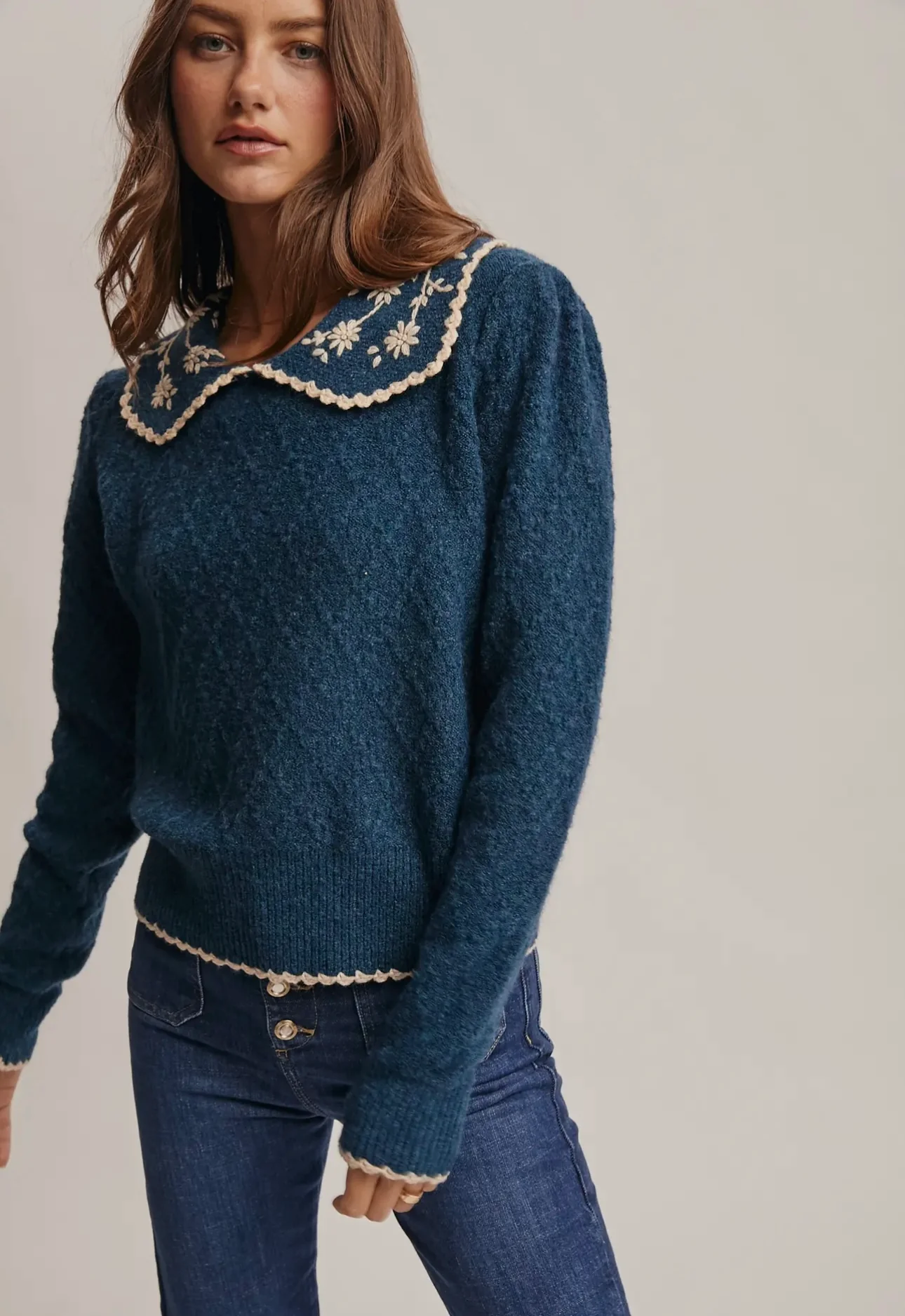 Embroidered Collar Knit - Image 4