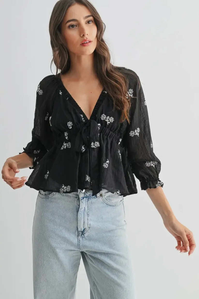 Embroidered Peasant Top - Image 4