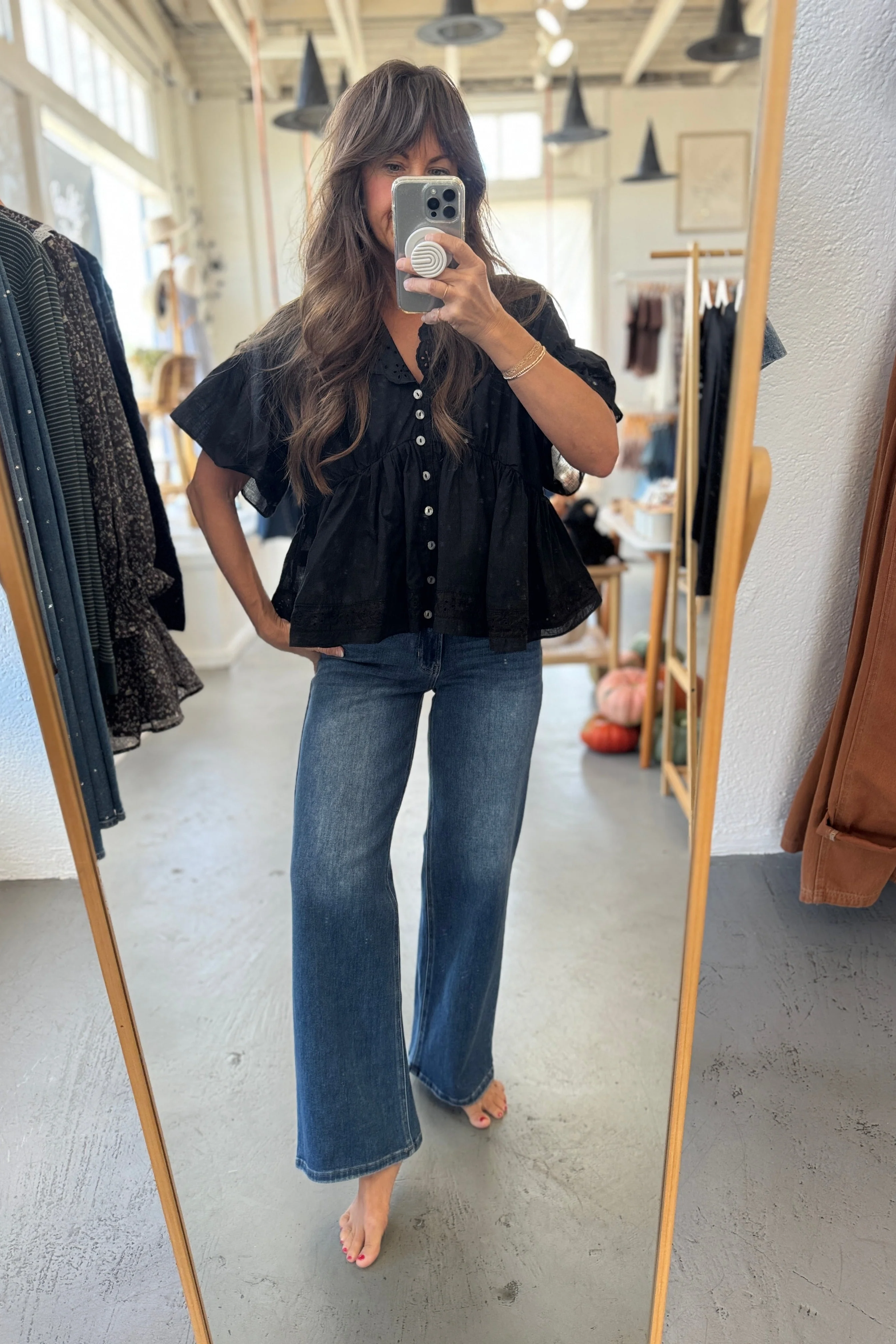 Eyelet Collared Top