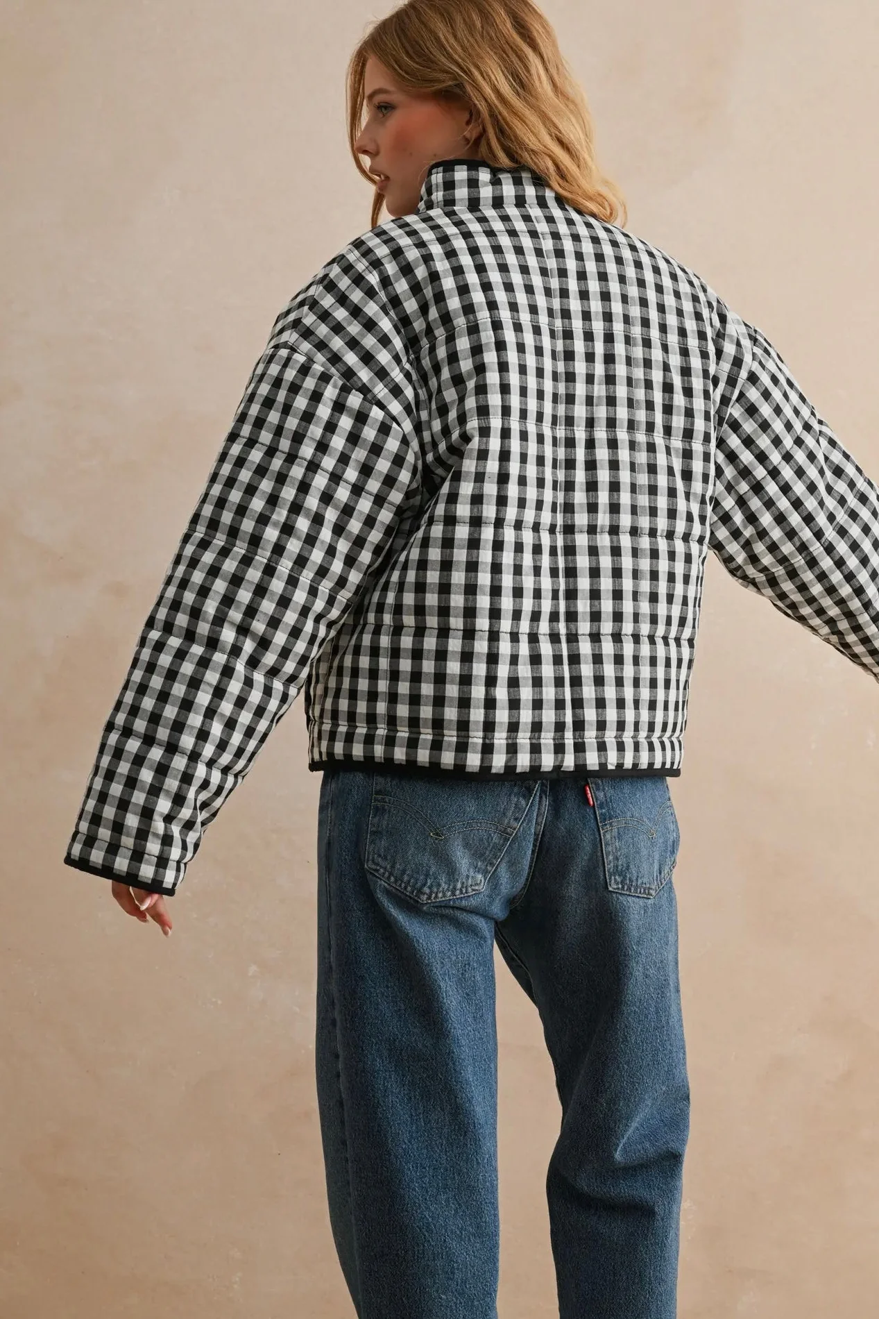 Gingham Quilted Jacket - Image 10