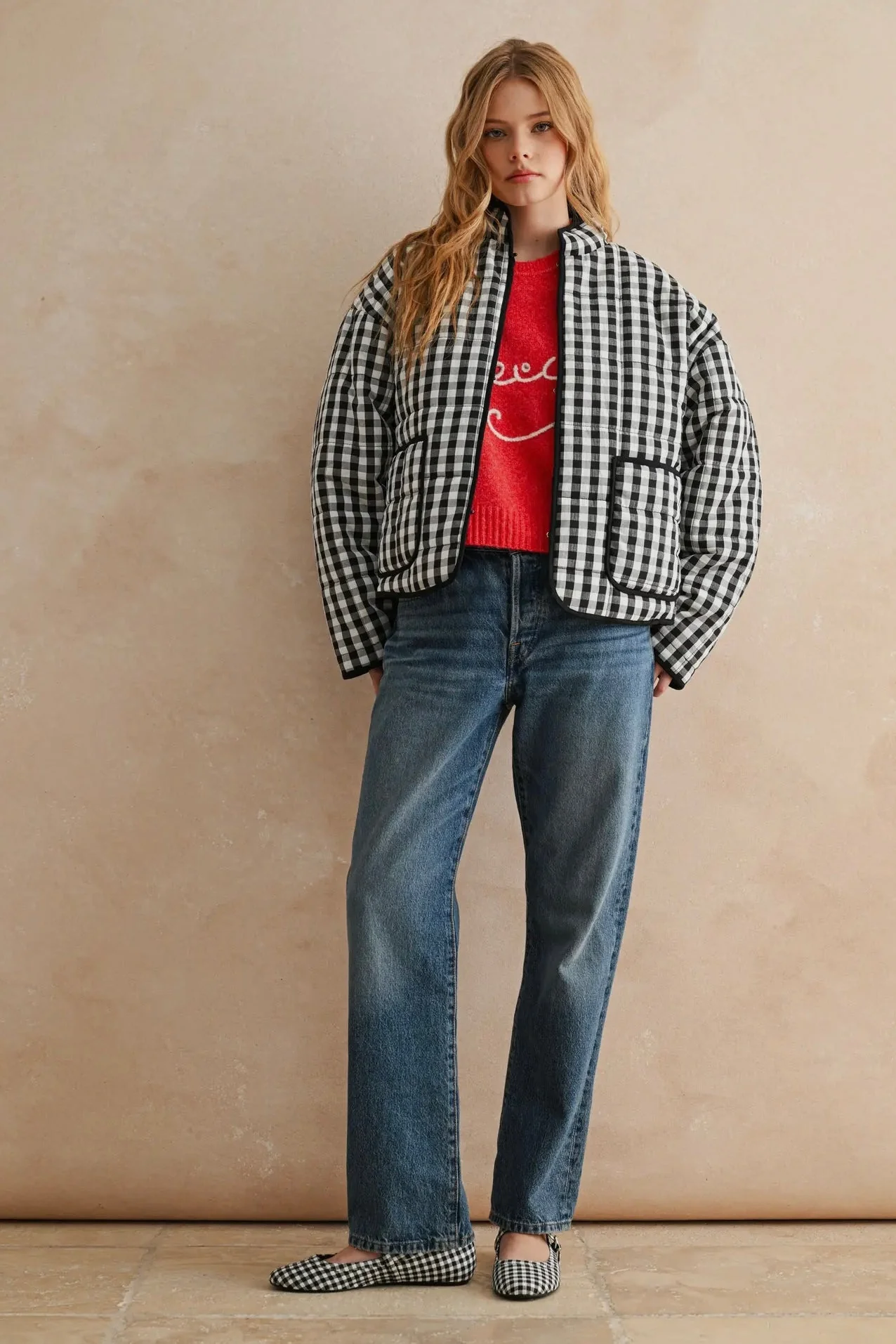 Gingham Quilted Jacket - Image 11
