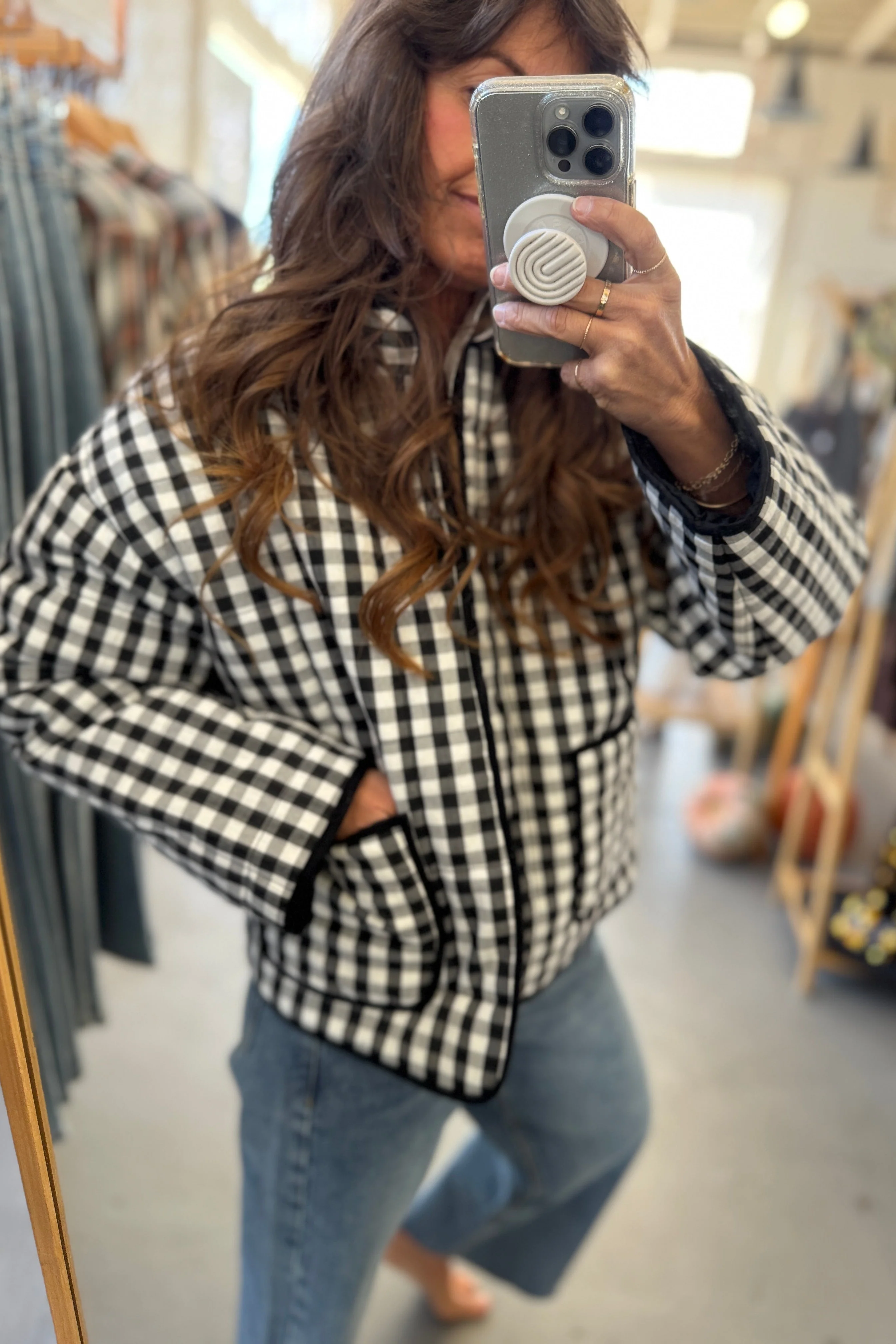 Gingham Quilted Jacket - Image 3