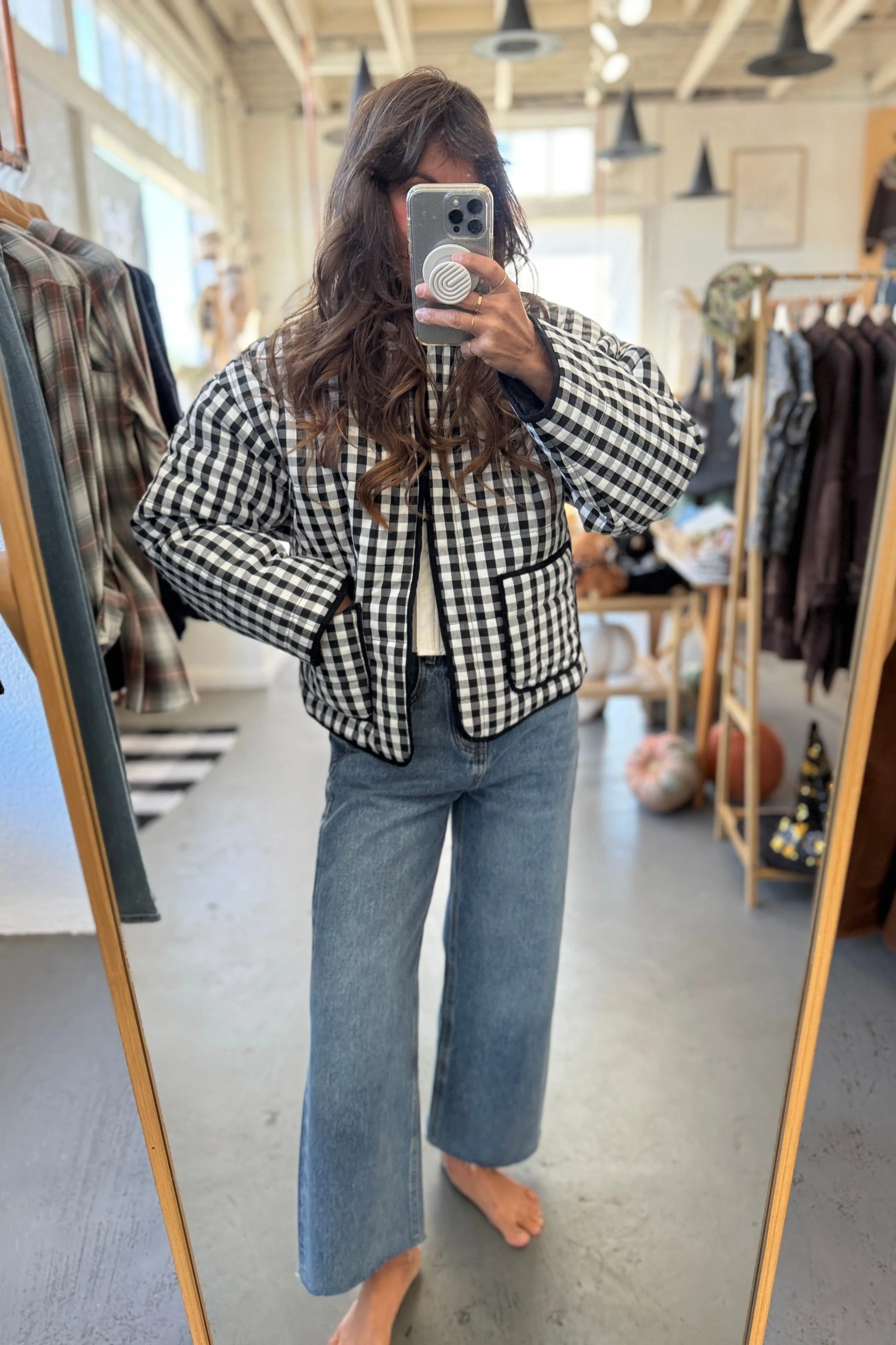 Gingham Quilted Jacket - Image 4