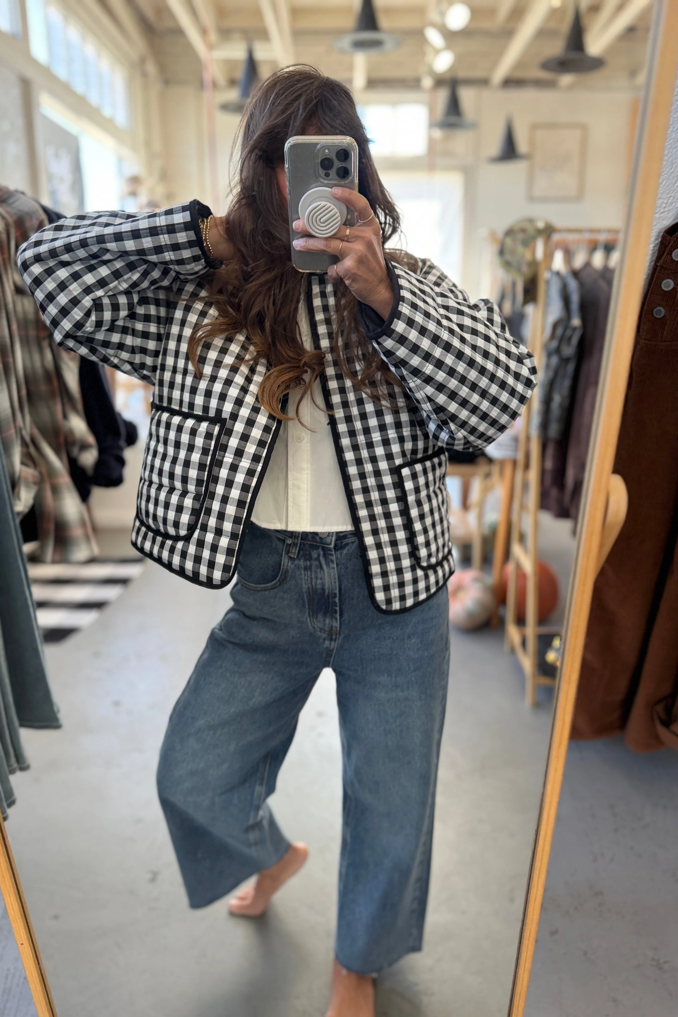 Gingham Quilted Jacket - Image 6