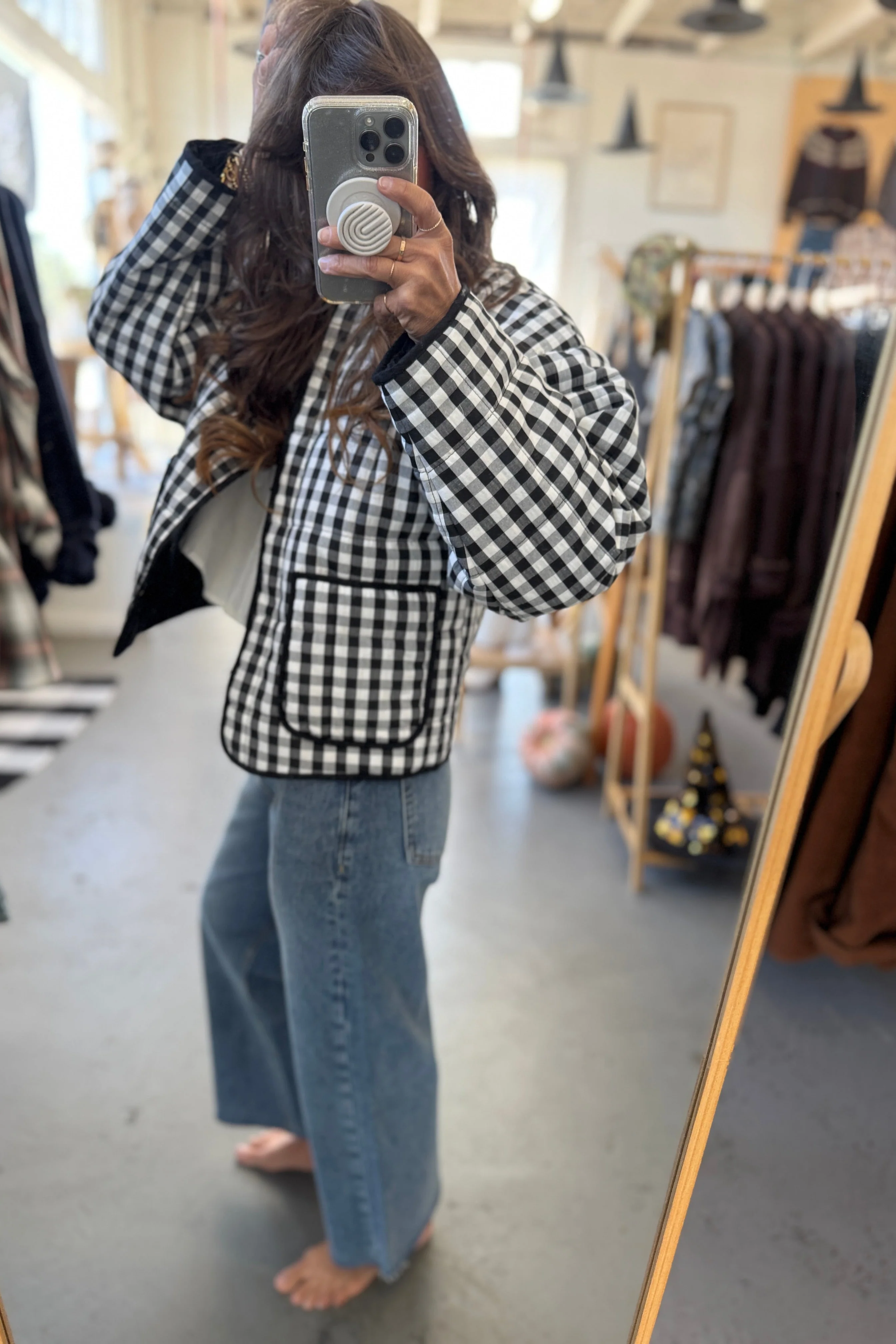 Gingham Quilted Jacket - Image 7