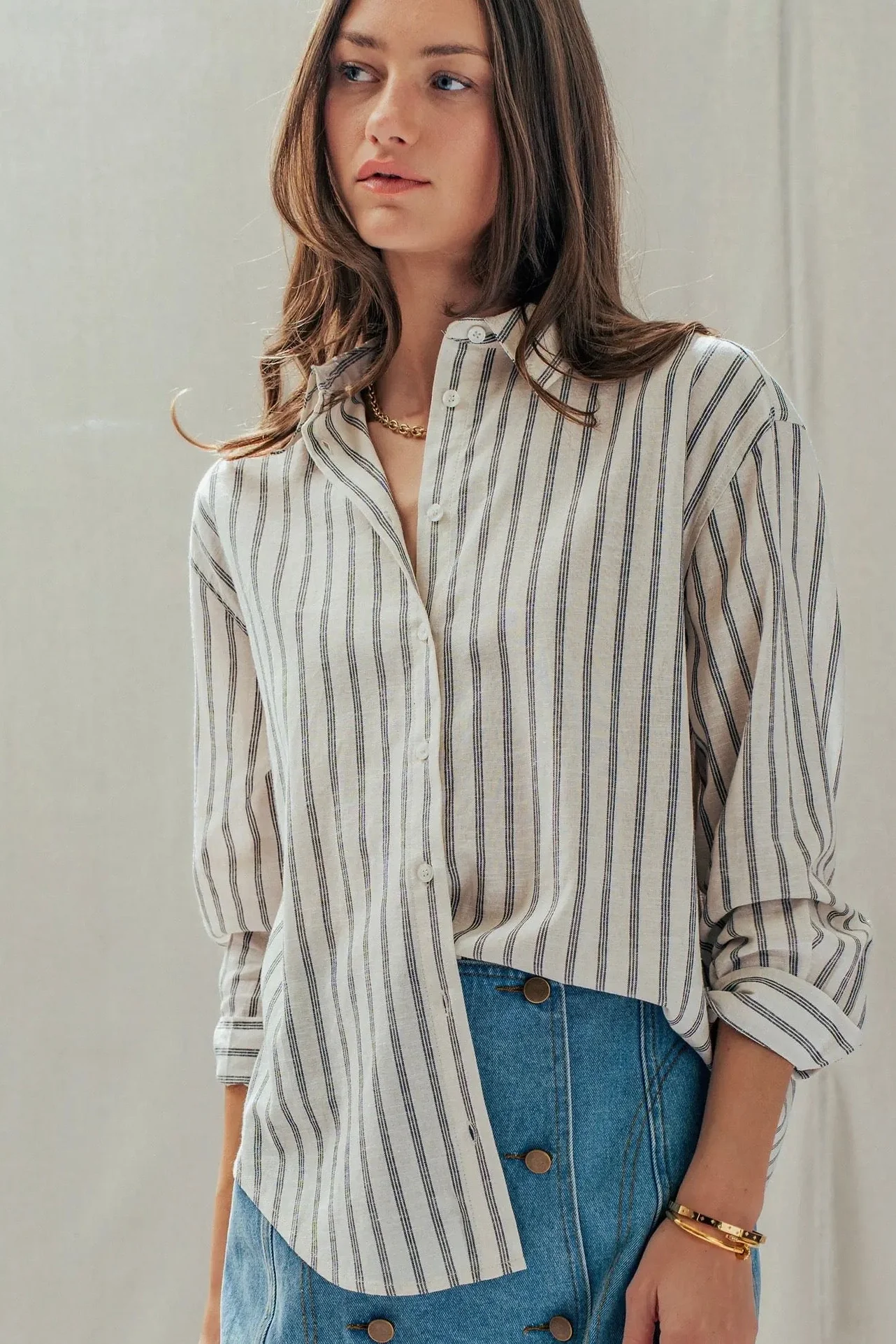 Linen Blend Button Down