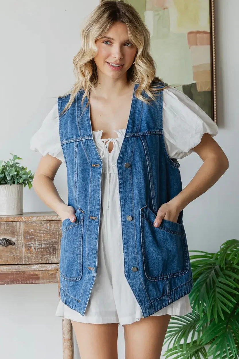 Longline Denim Vest - Image 4