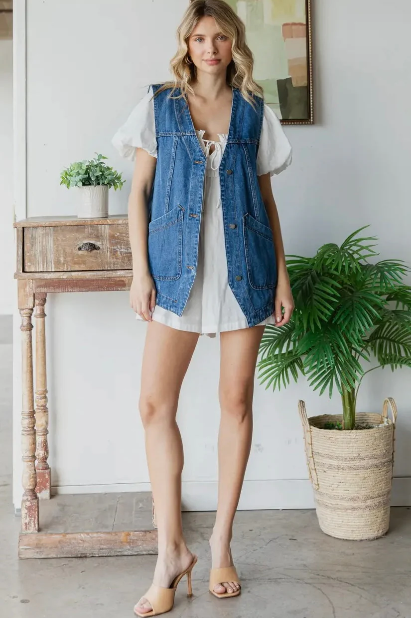 Longline Denim Vest - Image 6