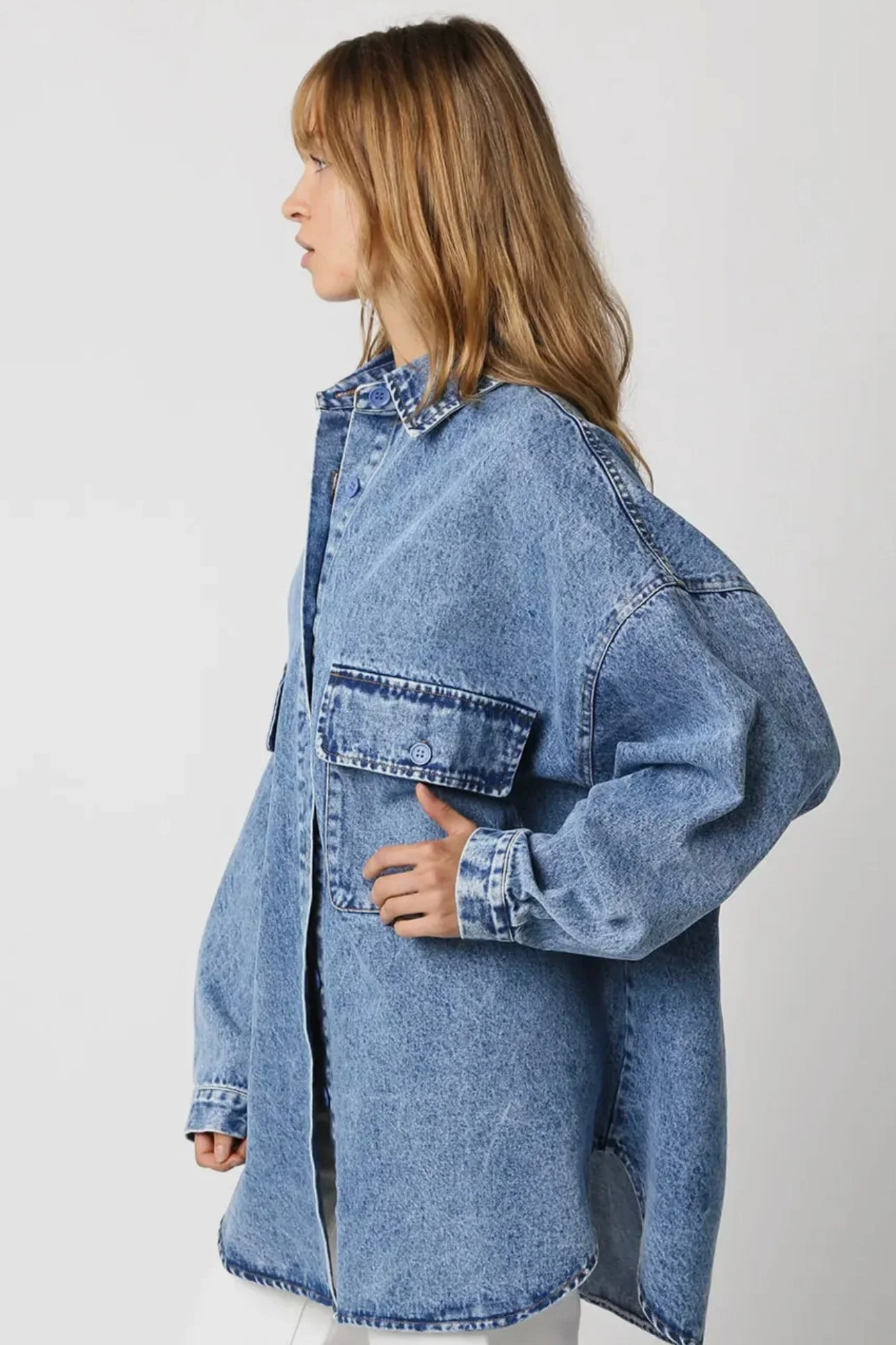 Oversized Denim Shacket - Image 3