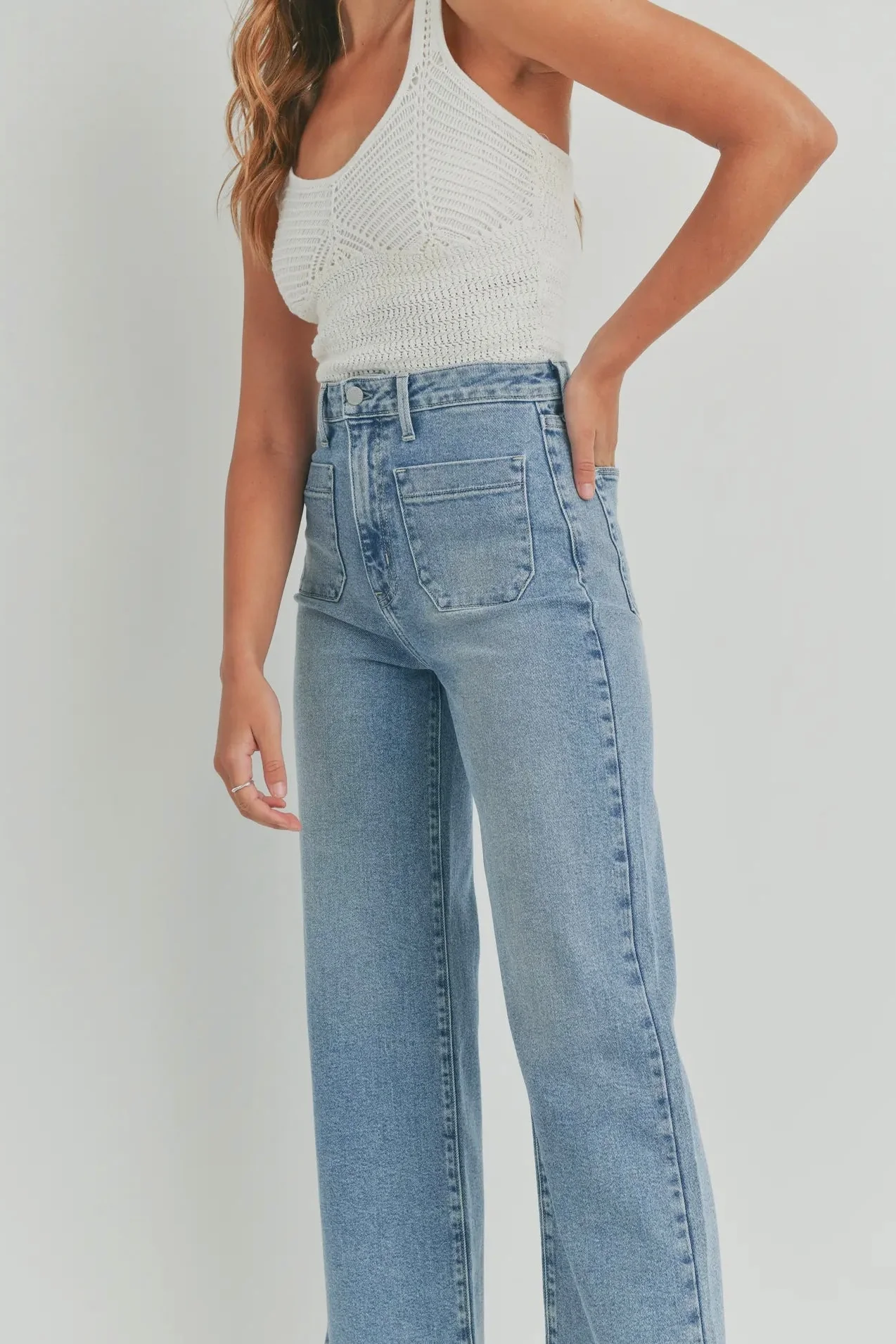 Patch Pocket Wide Leg Jean - Image 4