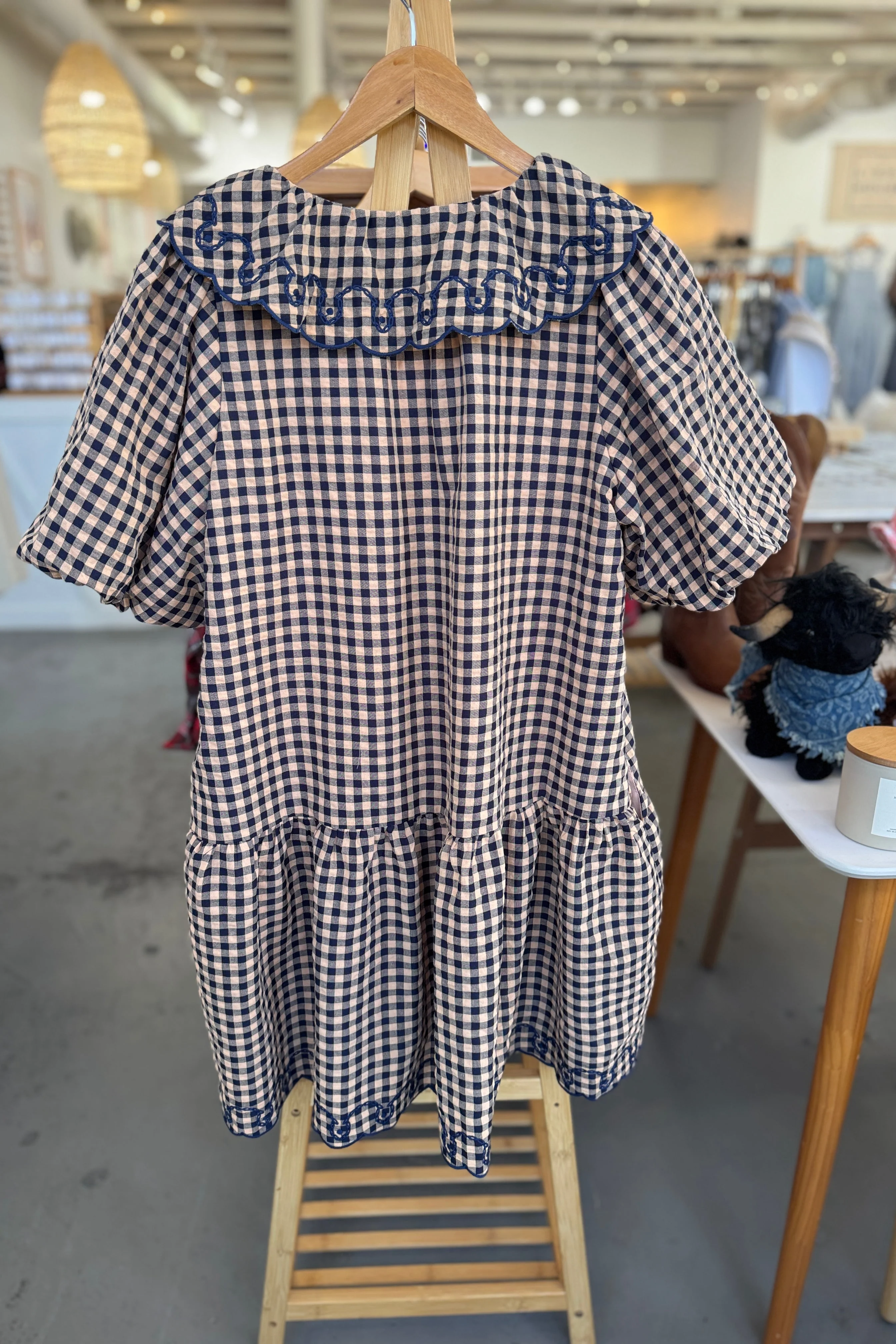 Puffed Sleeve Gingham Dress - Image 4