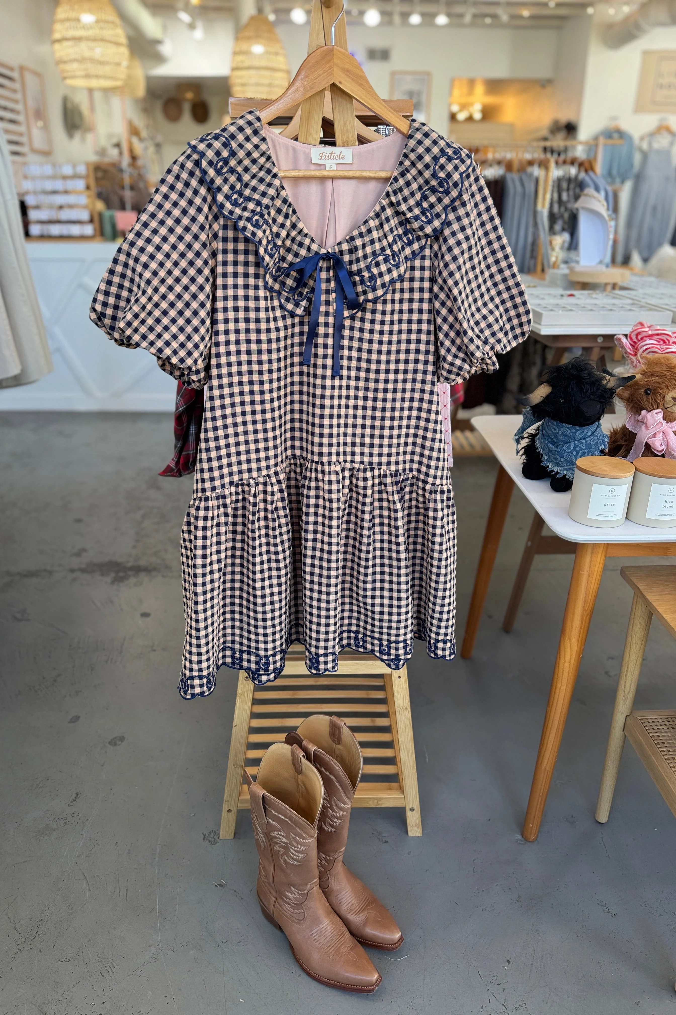 Puffed Sleeve Gingham Dress - Image 5