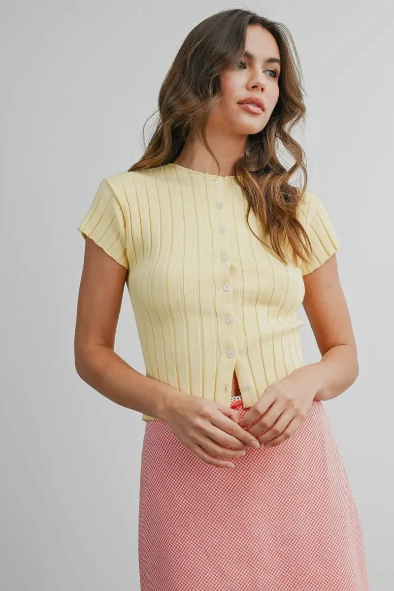 Ribbed Button Up Knit