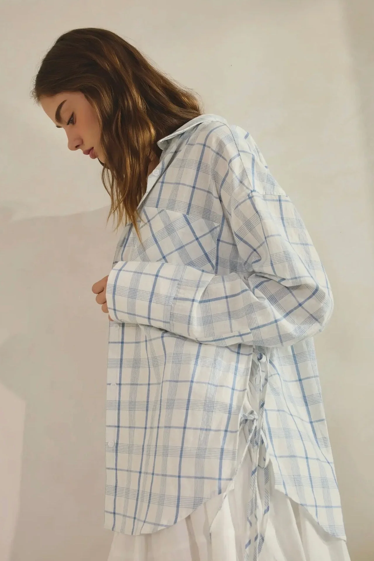 Side Tie Plaid Button Down - Image 4