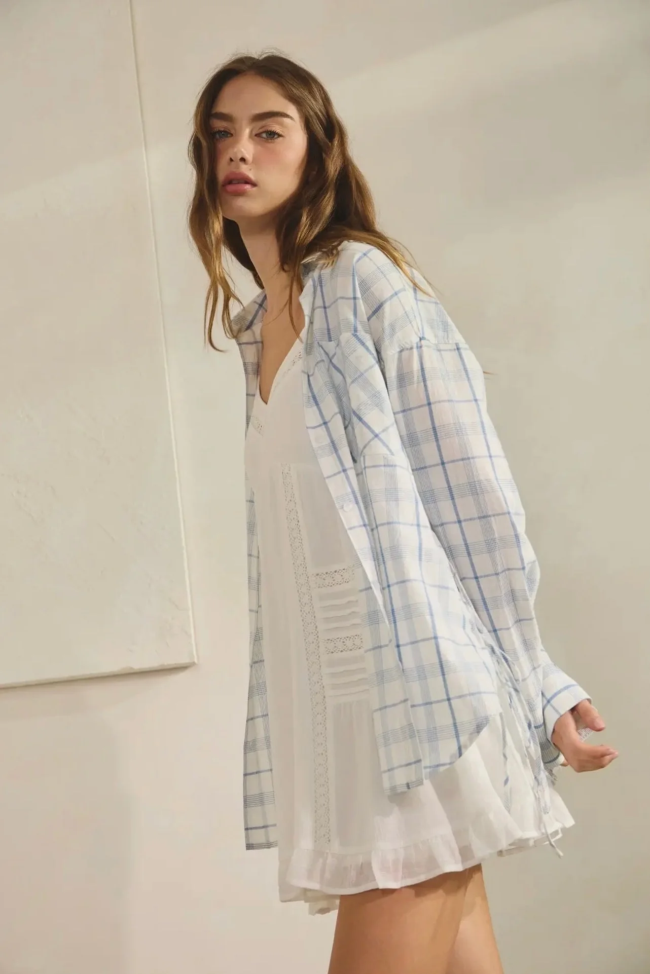 Side Tie Plaid Button Down - Image 6