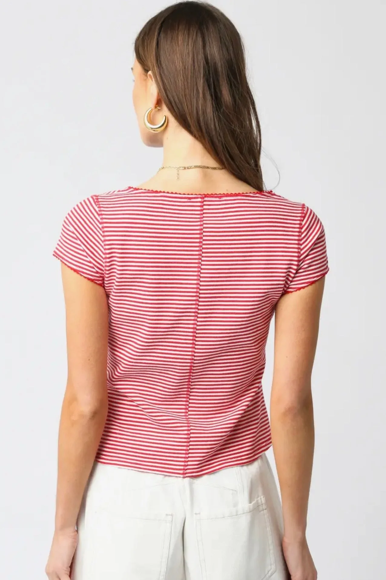 Striped Button Front Top - Image 3