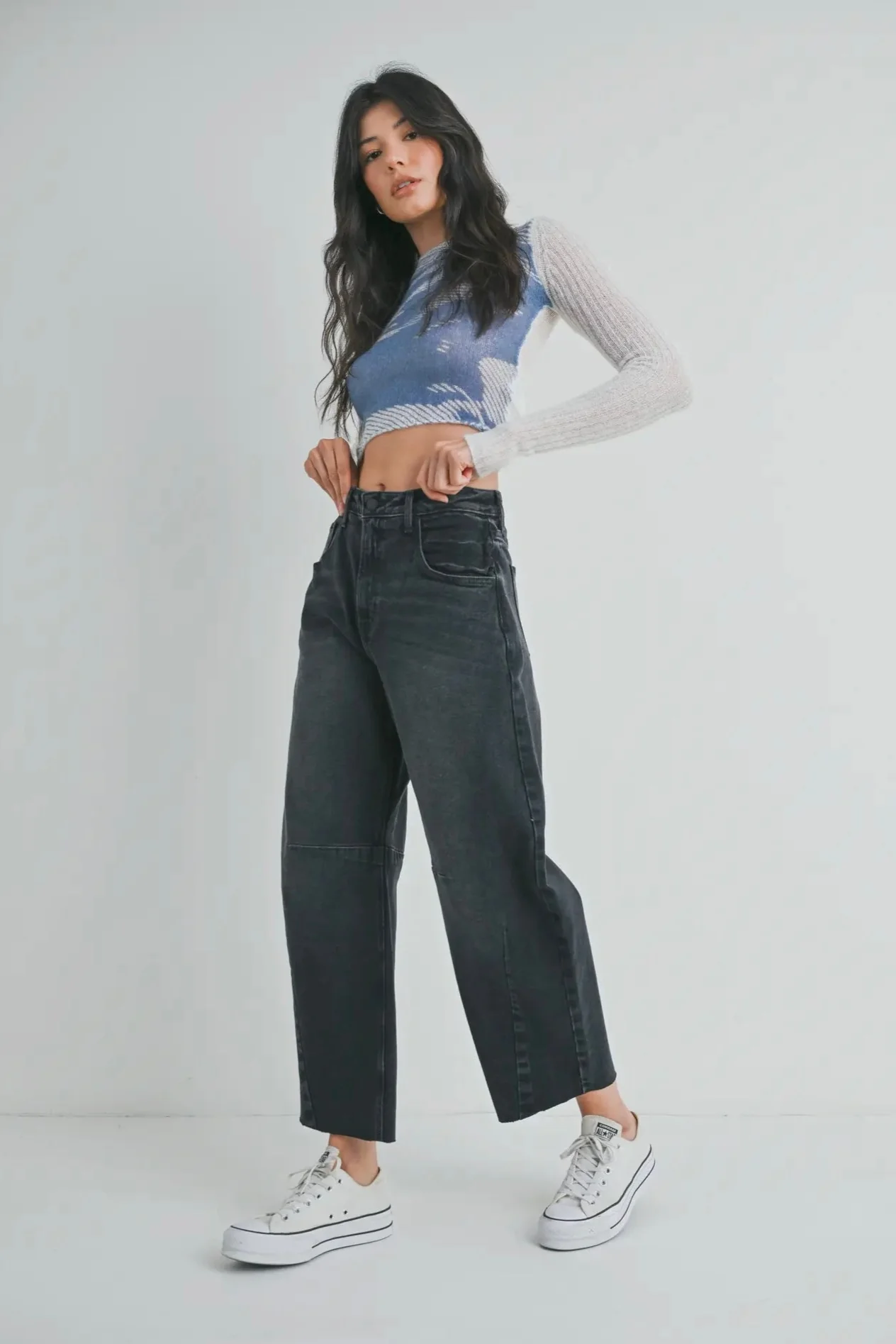 Washed Black Barrel Jeans - Image 11