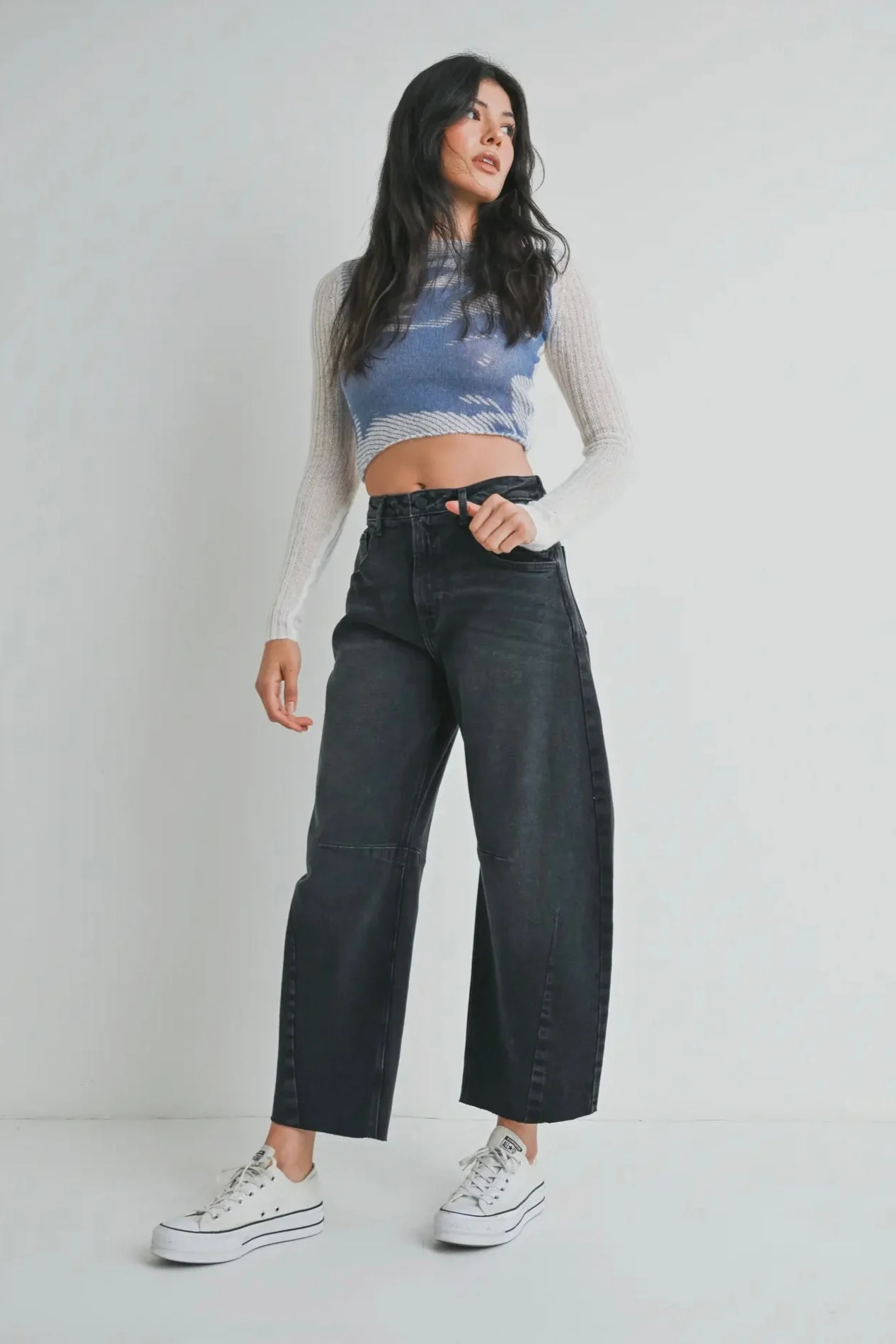 Washed Black Barrel Jeans - Image 12