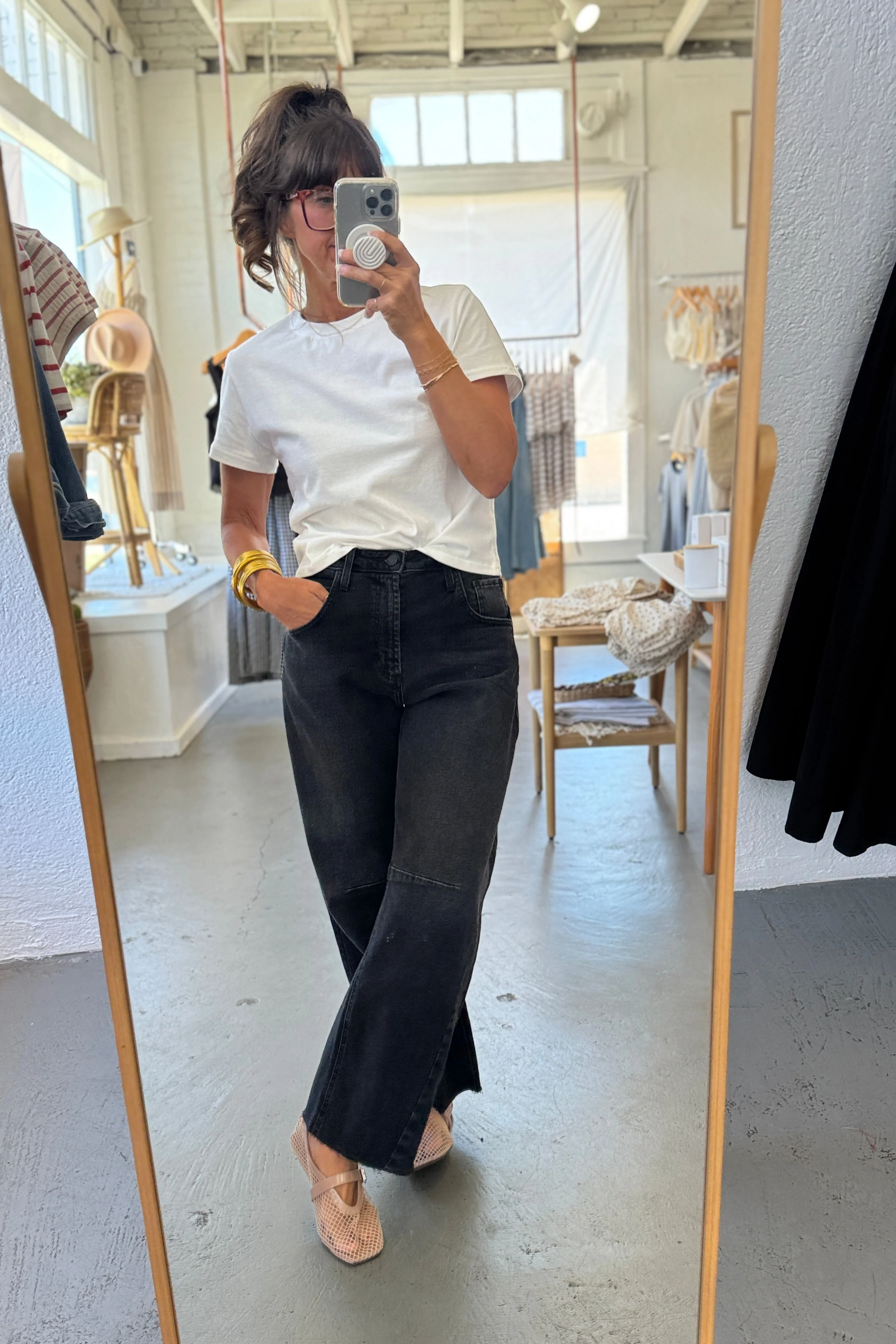 Washed Black Barrel Jeans - Image 4