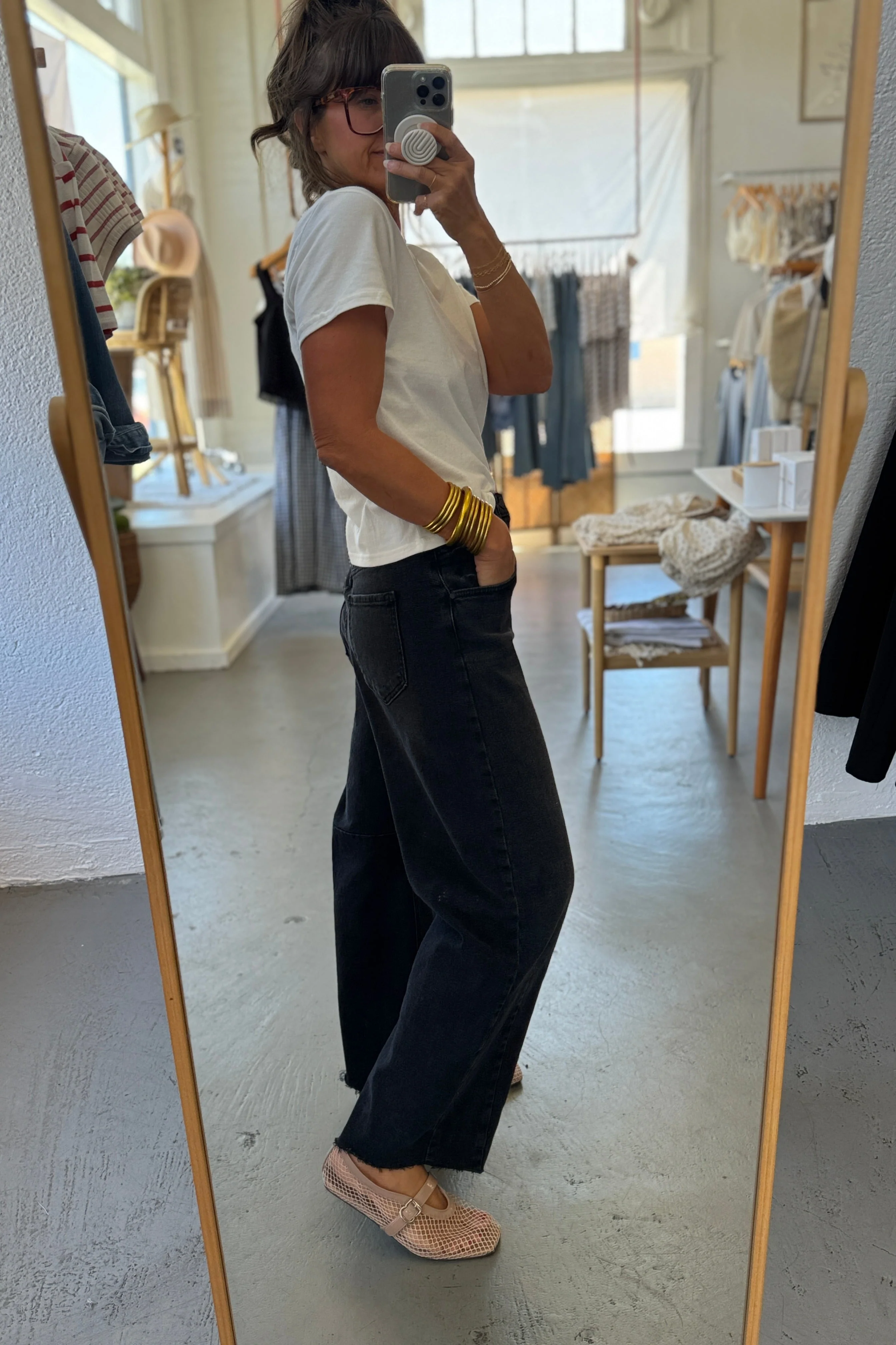 Washed Black Barrel Jeans - Image 5
