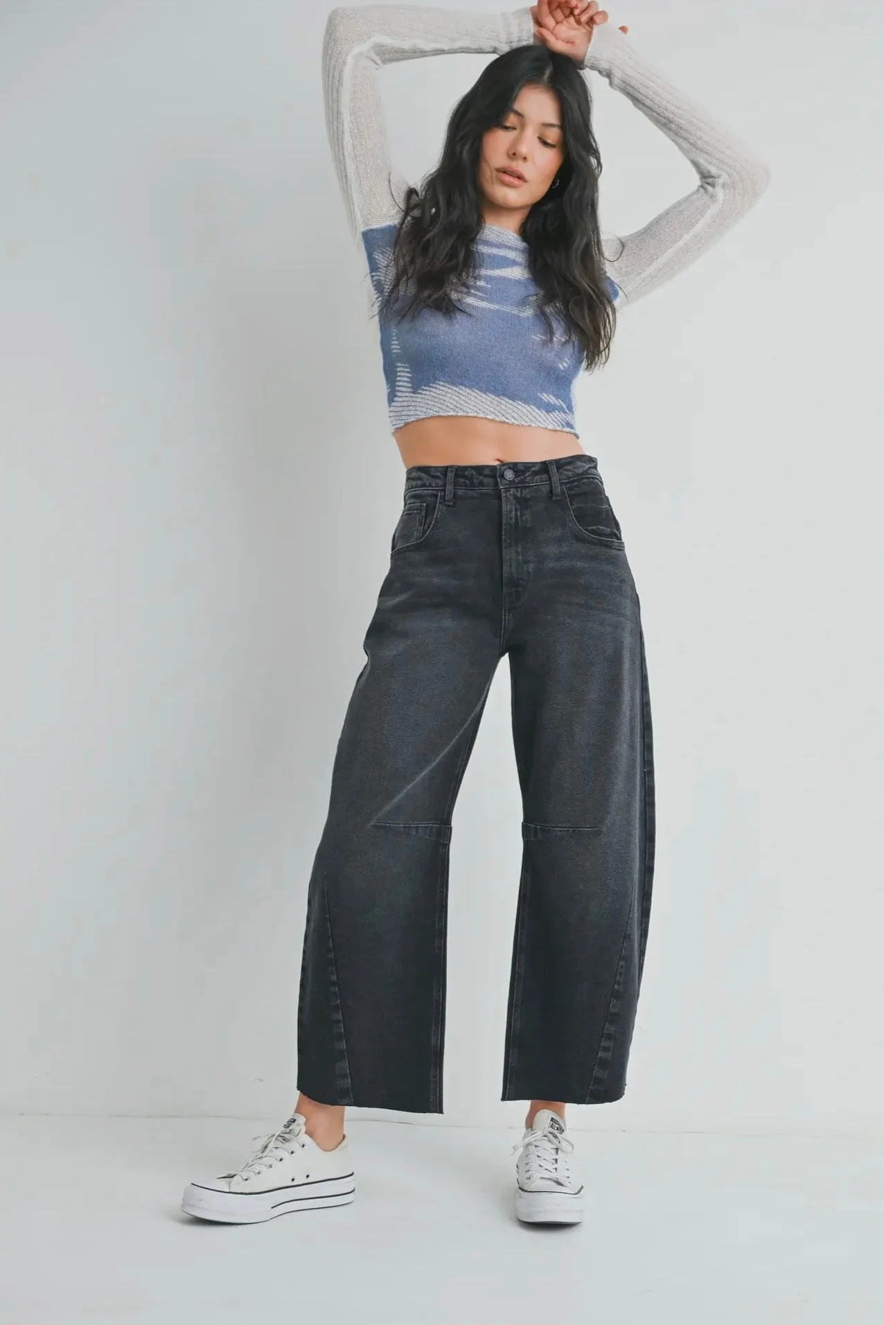 Washed Black Barrel Jeans - Image 9